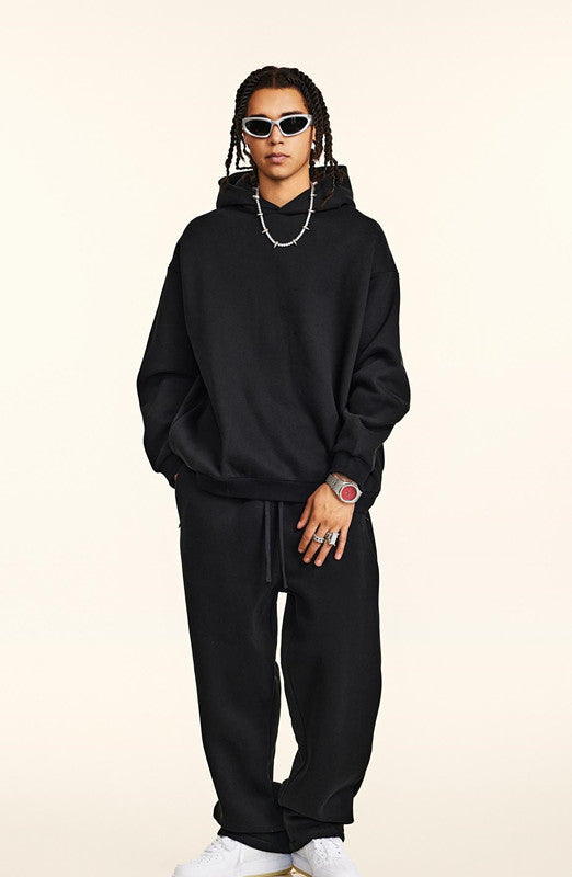 345GSM Solid Color Zipper Pockets Hoodie