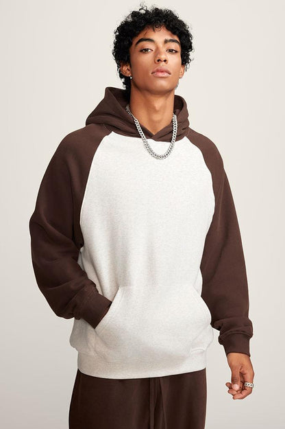 Contrast Sleeve Fleece Hoodie