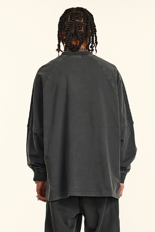 260GSM Stripe Side Pigment dyed Long Sleeve Crew