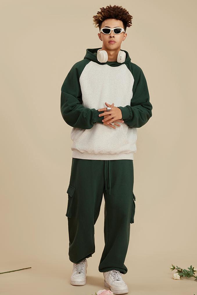 Contrast Sleeve Fleece Hoodie