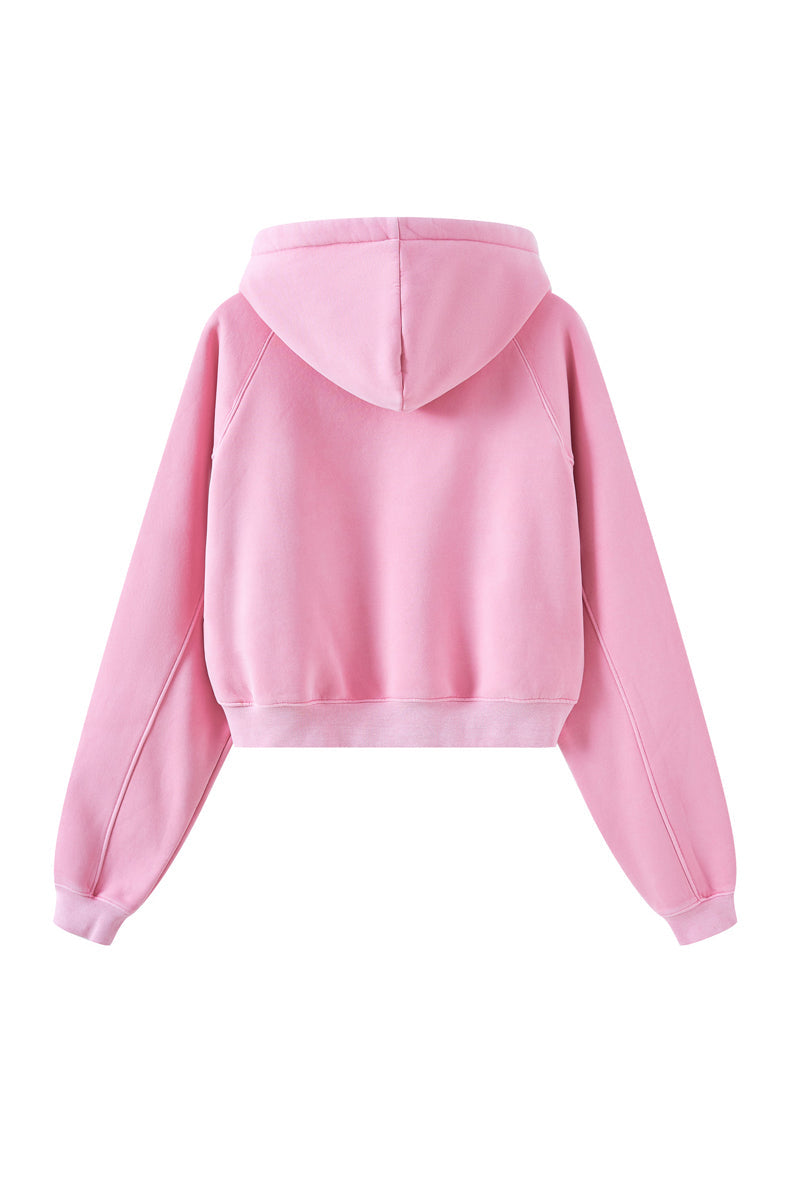 Fleece Pigment Dyed Crop Hoodie