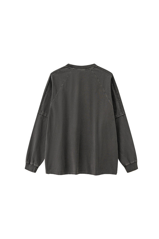 260GSM Stripe Side Pigment dyed Long Sleeve Crew