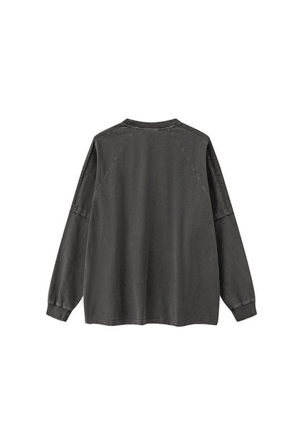 260GSM Stripe Side Pigment dyed Long Sleeve Crew