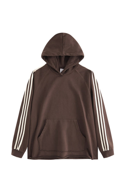 Side Stripe Distressed Hoodie