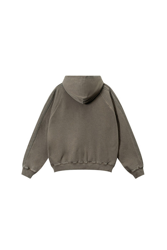 410GSM Stripe Side Pigment Dyed Hoodie