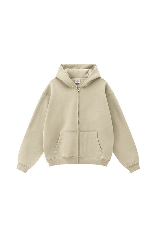 345GSM Fleece Solid Color Zipper Jacket