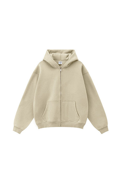 345GSM Fleece Solid Color Zipper Jacket