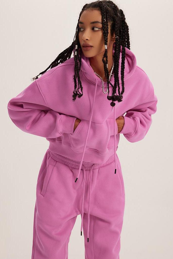 Basic Fleece Crop Hoodie