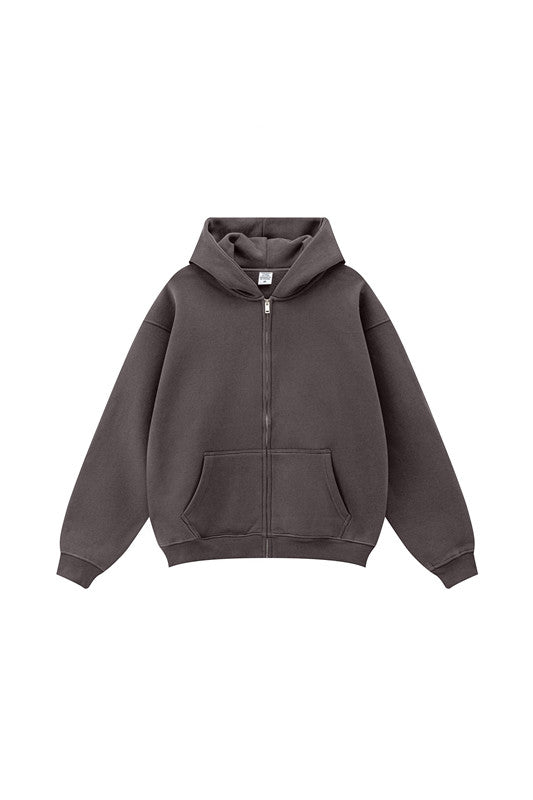 345GSM Fleece Solid Color Zipper Jacket