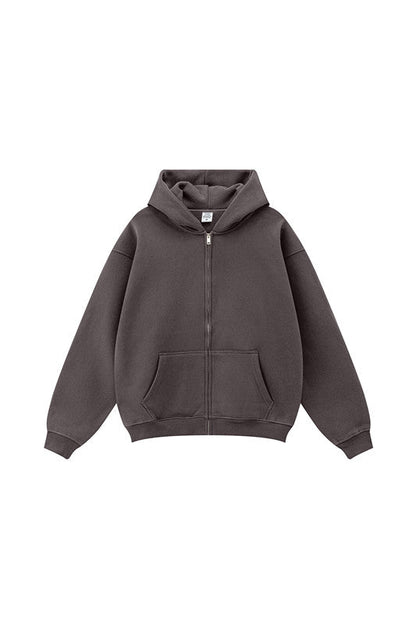 345GSM Fleece Solid Color Zipper Jacket