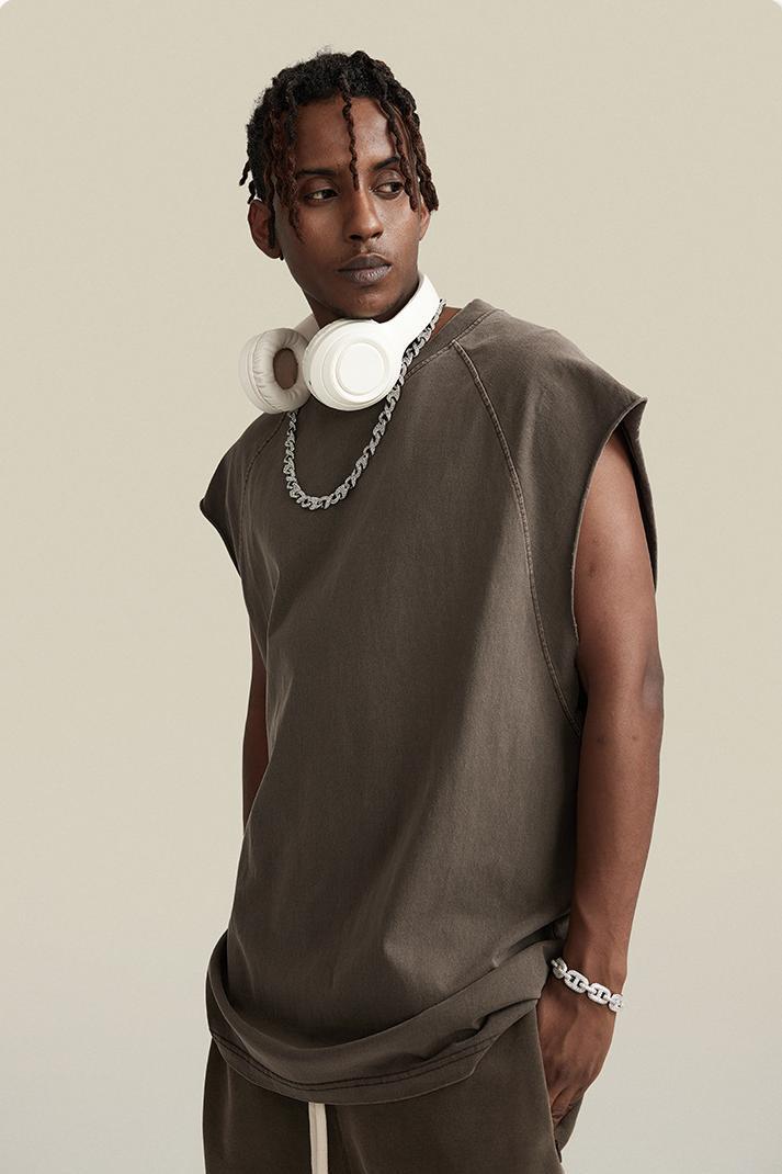 Washed Sleeveless Muscle Tee