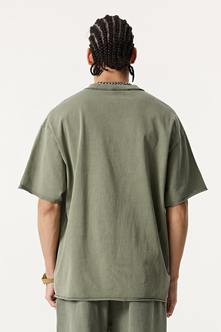 275GSM Distressed Pigment Dyed Tee