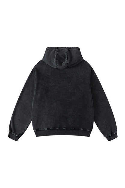 420GSM Over Pocket Printed Washed Hoodie