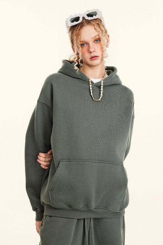 345GSM Fleece Solid Oversized Hoodie