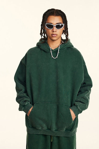 332GSM Pigment Dyed Washed Fleece Hoodie