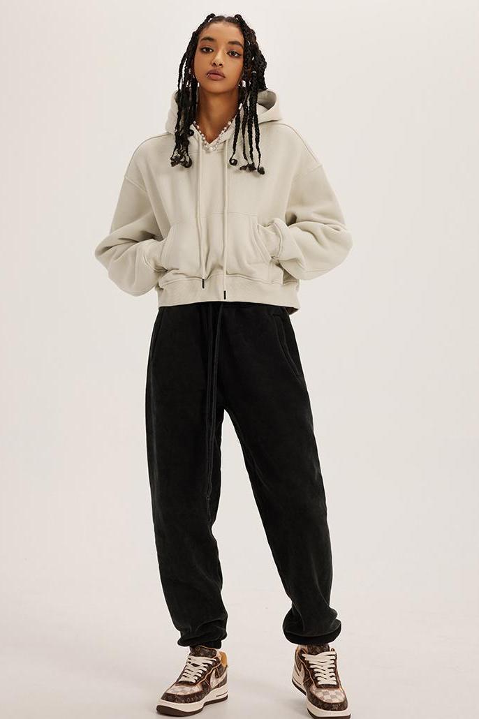 Basic Fleece Crop Hoodie