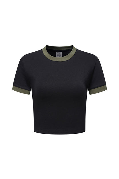 220GSM Color Contrast Crop Tee
