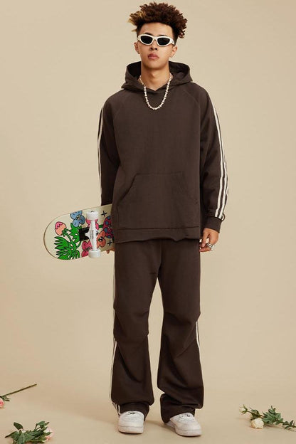 Side Stripe Distressed Hoodie