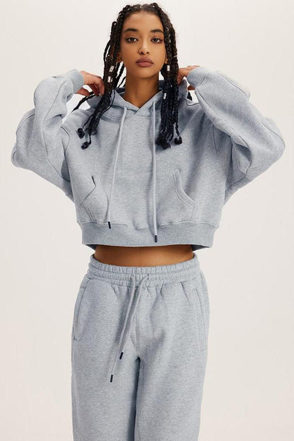 Basic Fleece Crop Hoodie