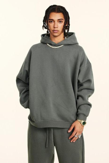 345GSM Solid Color Zipper Pockets Hoodie