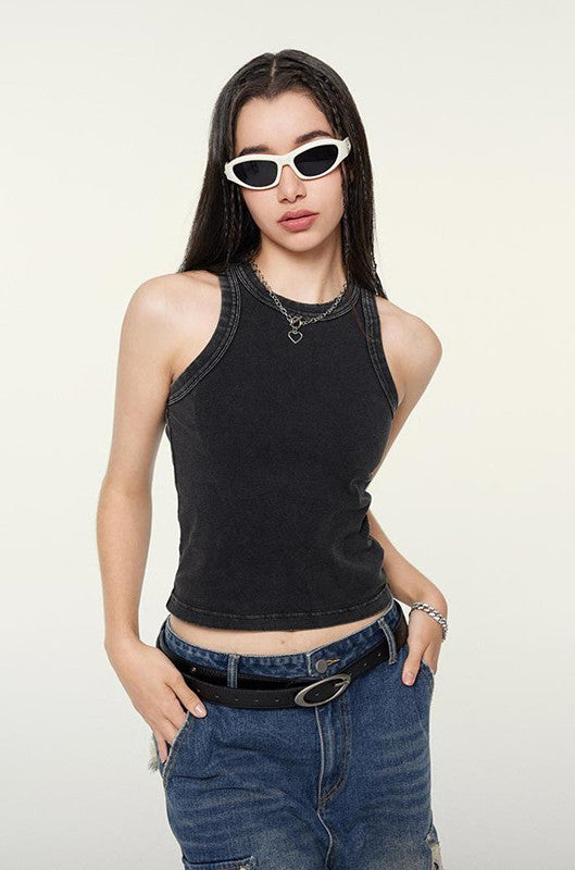 235GSM Washed Out Crop Vest