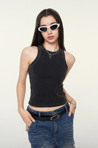 235GSM Washed Out Crop Vest