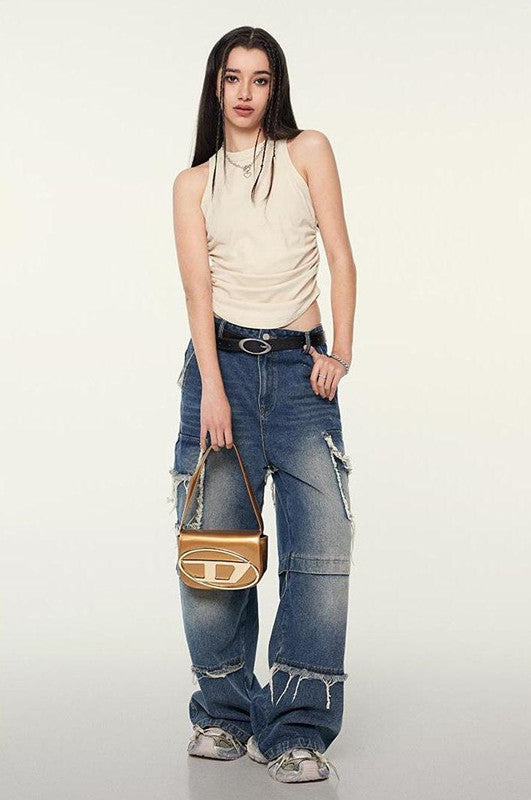 235GSM Ruched Coolness Material Washed Vest