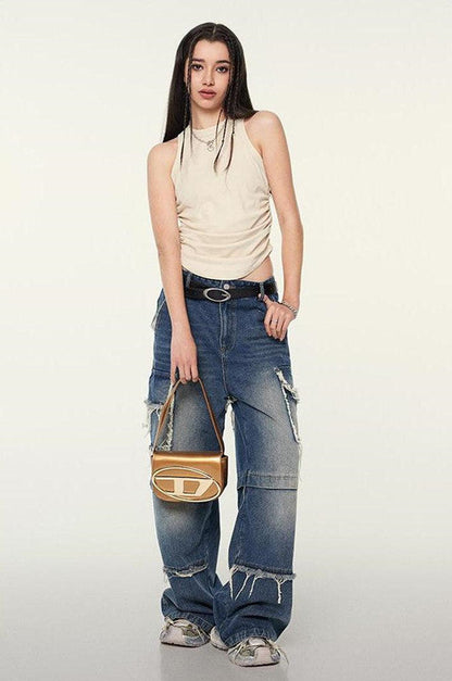 235GSM Ruched Coolness Material Washed Vest