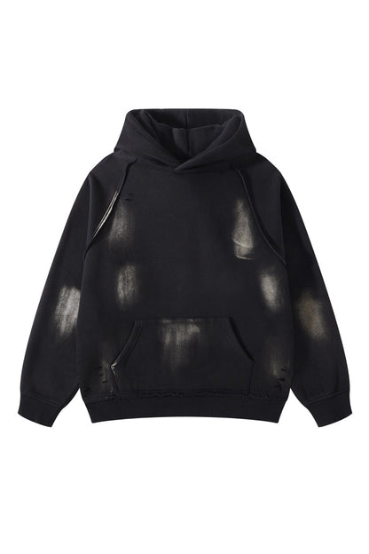 Washed Distressed Fleece Hoodie