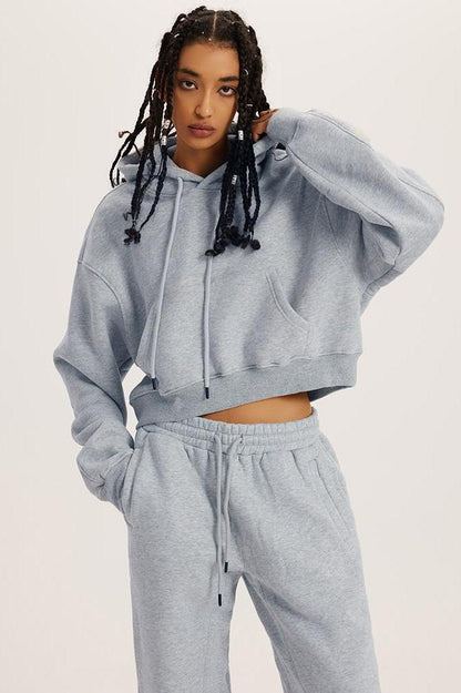 Basic Fleece Crop Hoodie