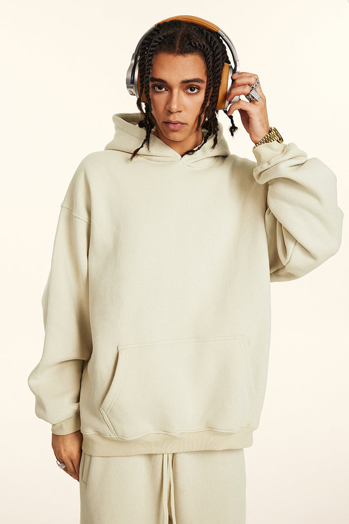 345GSM Fleece Solid Oversized Hoodie