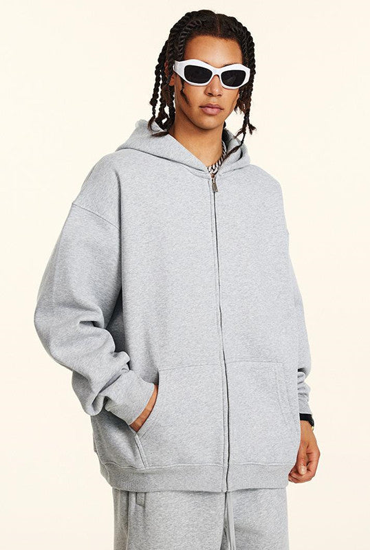 345GSM Fleece Solid Color Zipper Jacket