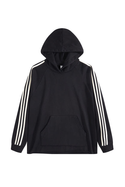 Side Stripe Distressed Hoodie