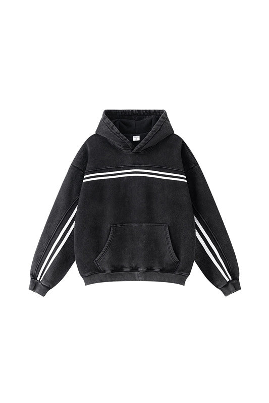 332GSM Stripe Designed Fleece Hoodie