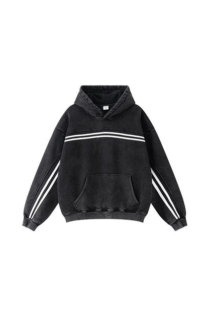 332GSM Stripe Designed Fleece Hoodie