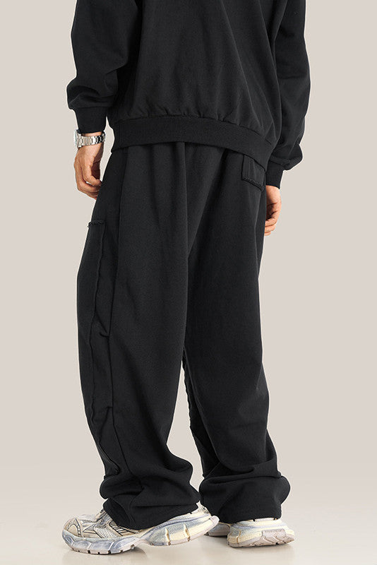 332GSM Patchwork Wash Out Fleece Sweatpants