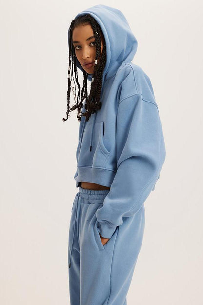 Basic Fleece Crop Hoodie
