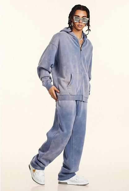 332GSM Spray Washed Fleece Zipper Hoodie