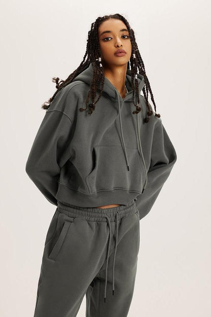 Basic Fleece Crop Hoodie