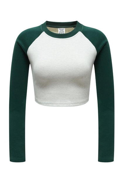 Contrast Sleeve Crop Crew