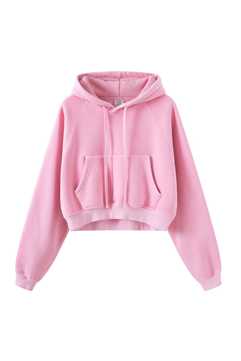 Fleece Pigment Dyed Crop Hoodie