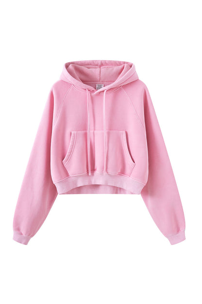 Fleece Pigment Dyed Crop Hoodie