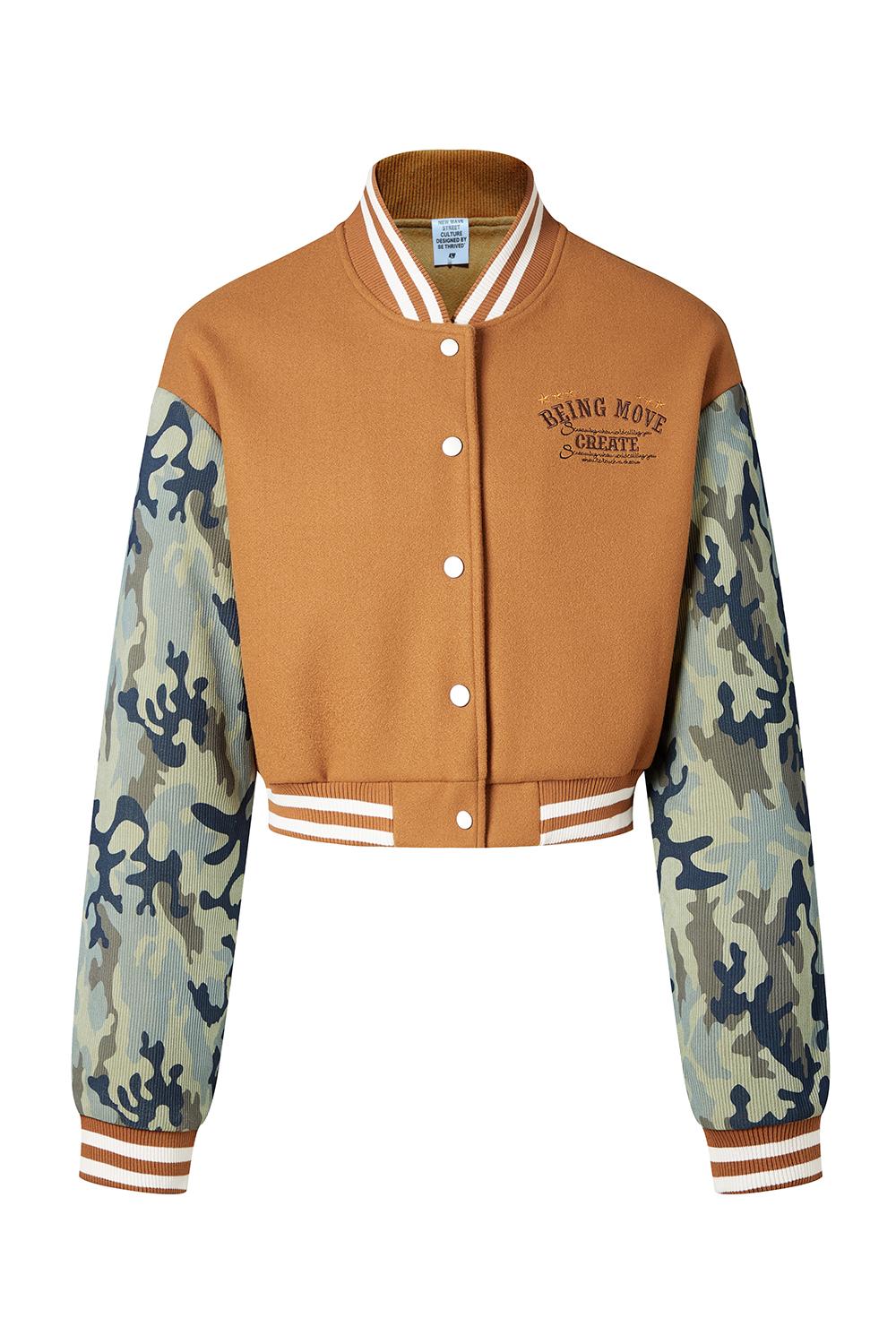 Camo Sleeve Baseball Jacket