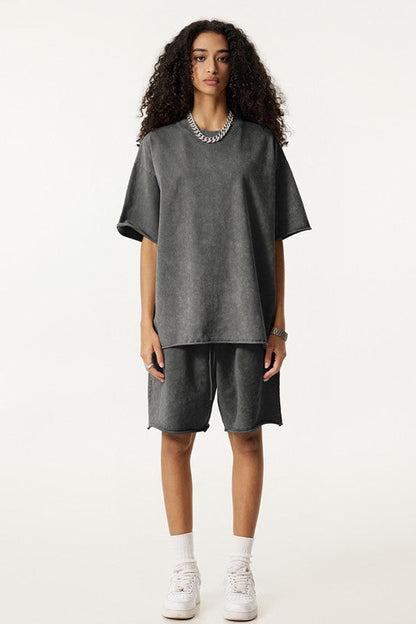 285GSM Distressed Fried Snowflakes Washed Tee