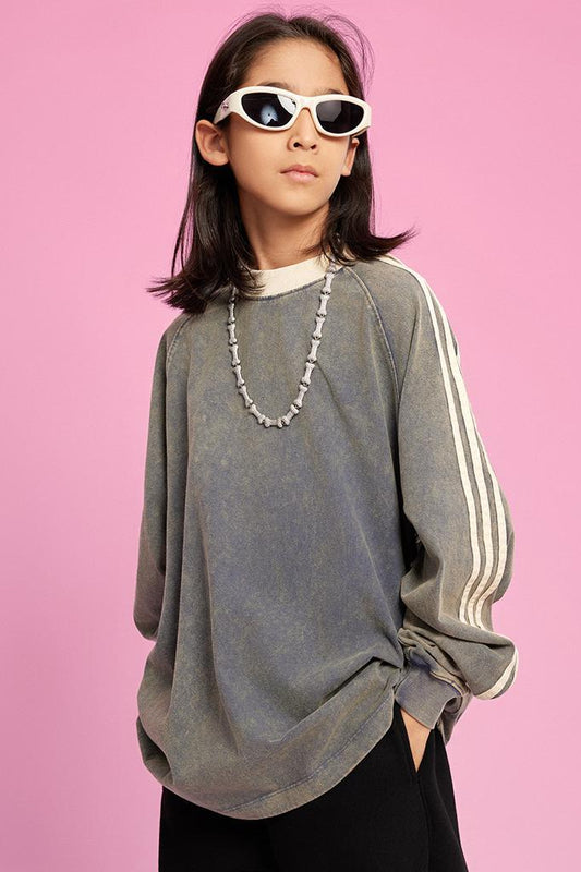 Kids Washed Stripe Crew