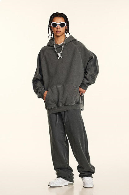 410GSM Stripe Side Pigment Dyed Hoodie