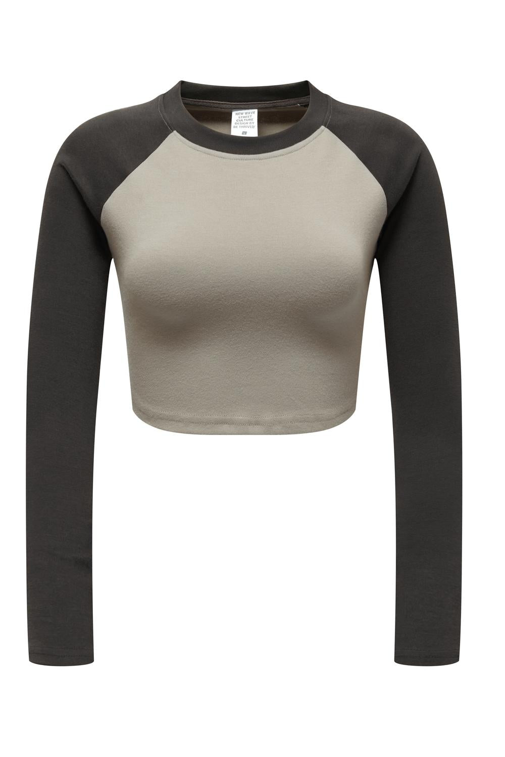 Contrast Sleeve Crop Crew
