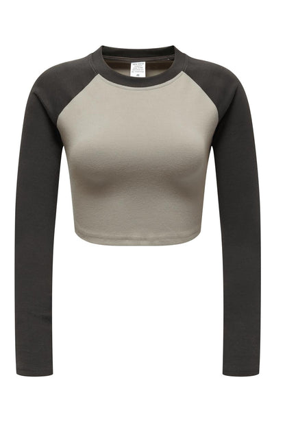 Contrast Sleeve Crop Crew