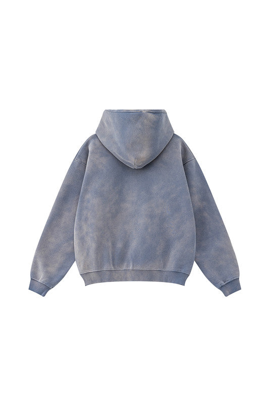332GSM Spray Washed Fleece Zipper Hoodie