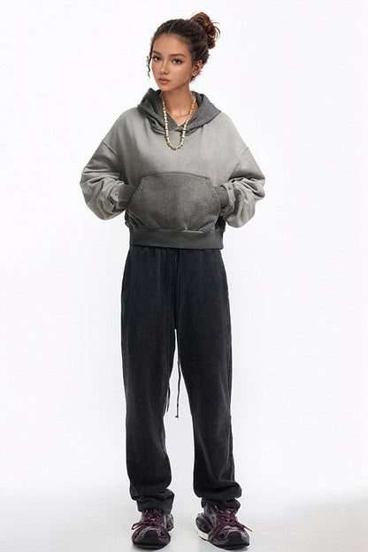 380GSM Gradient Washed Crop Hoodie